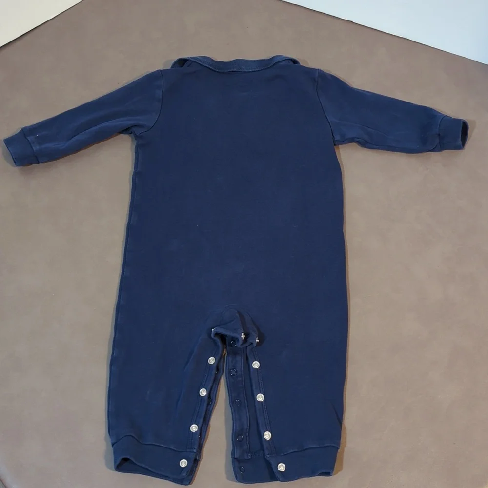 Ralph Lauren Outfit 12 M One Piece Blue with Logo Theme Snap Closure
